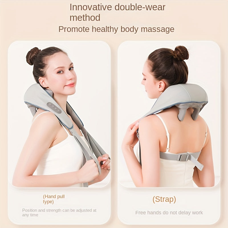 USB Rechargeable Neck and Shoulder Massager with Kneading and Clamping Functions