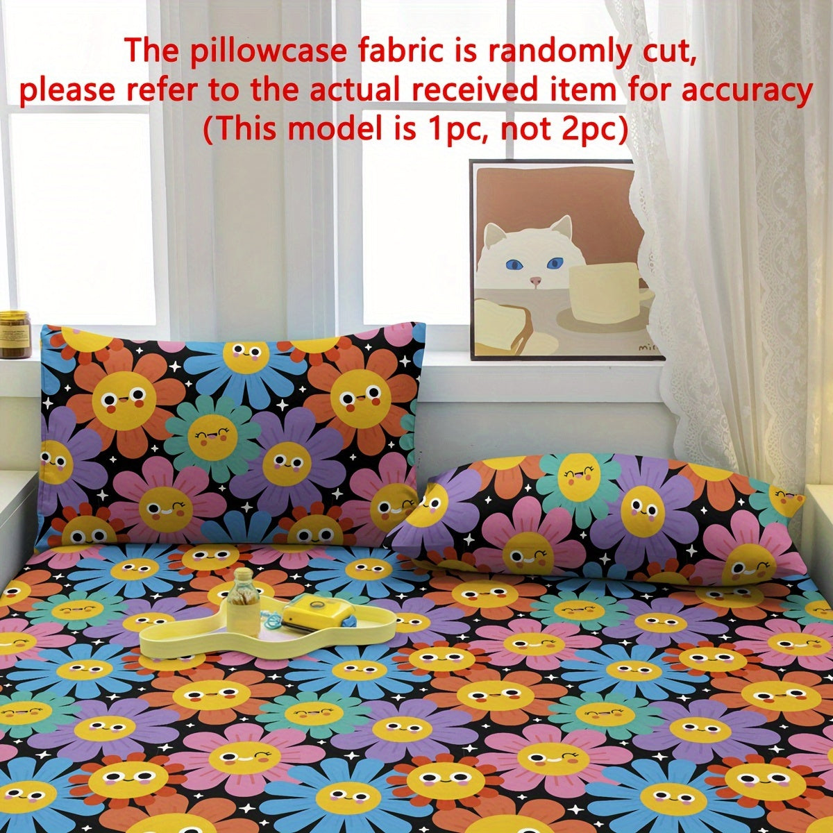 Floral Printed Microfiber Pillowcase with Pocket Closure and Quilted Design