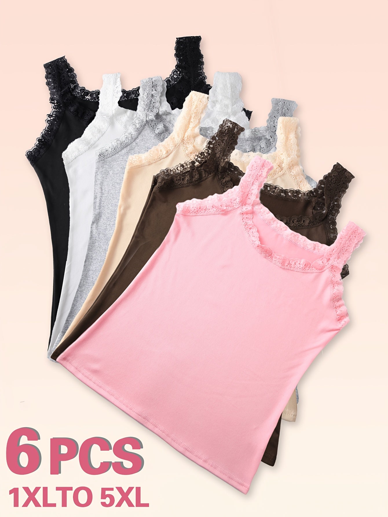 Women's Plus Size Lace Contrast Sleeveless Tank Tops Set with Black and White Trim