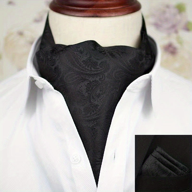 Conjunto de pañuelo de cuello y pañuelo de mano de jacquard con diseño paisley para hombre, perfecto para regalar