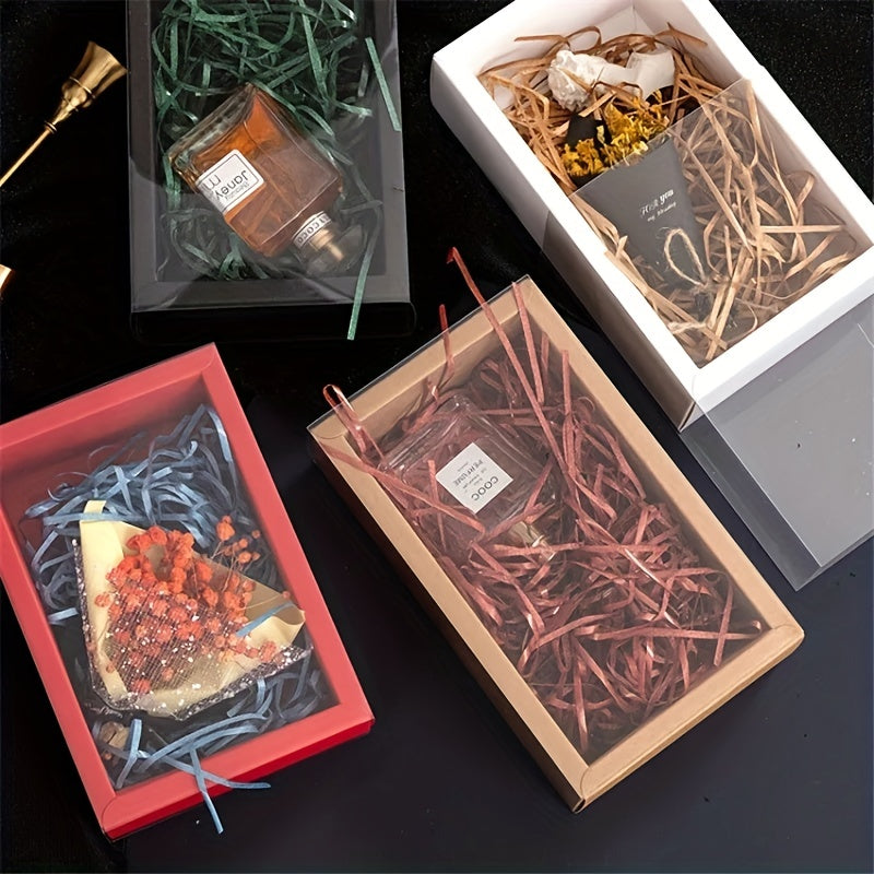 10pcs Gift Boxes with Solid Color Windows for Small Gifts and Wedding Decorations