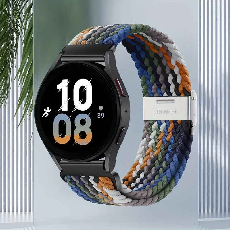 Nylon Braided Sport Loop Band for Galaxy Watch 4 5 6 7 and Active 2 3 4 5 22mm Strap for Men Women
