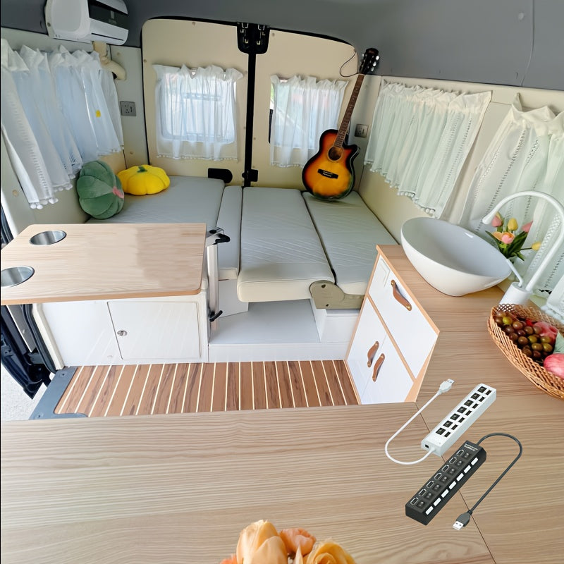 USB 2.0 Hub 4-Port with On/Off Switches for Multi-Device Connectivity