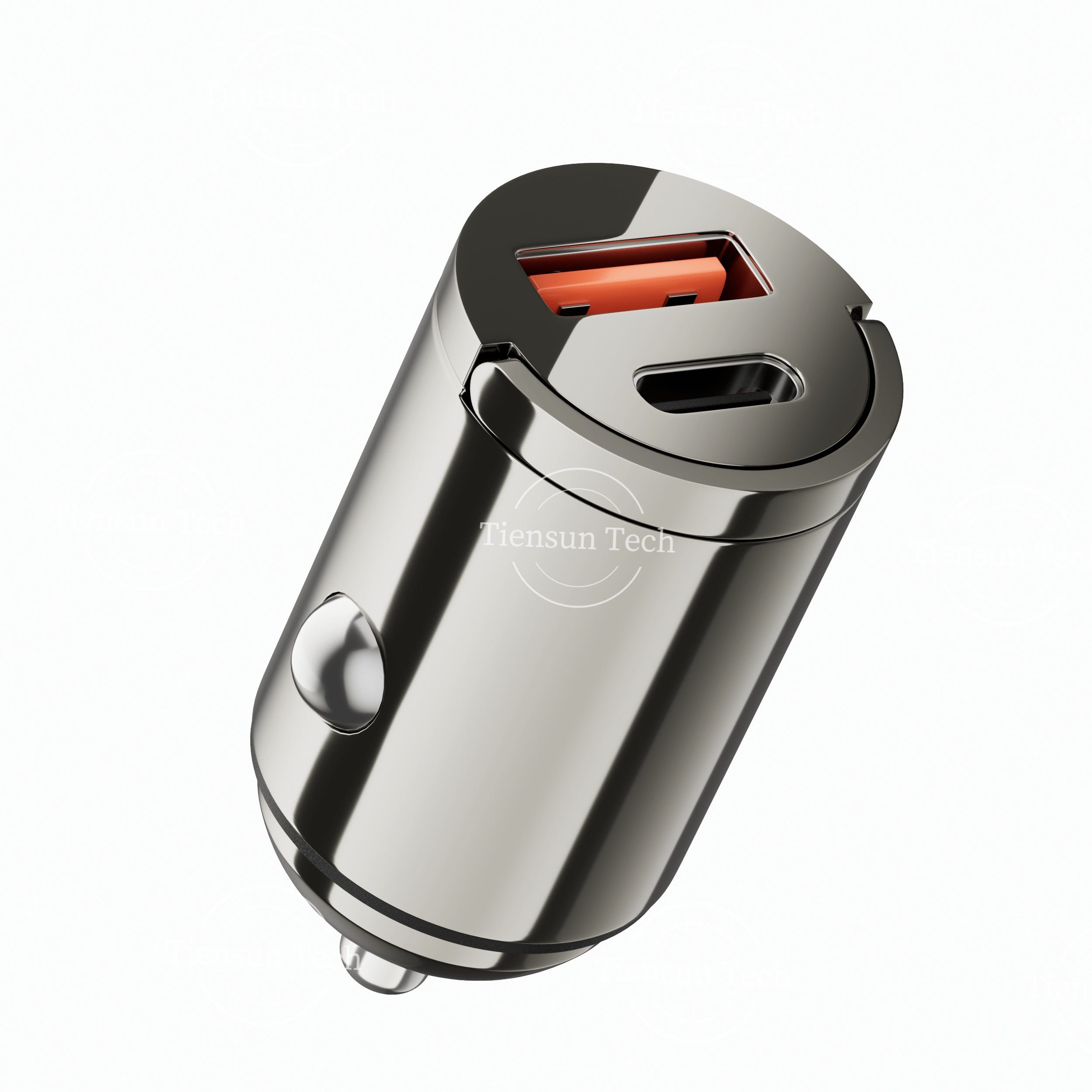 Fast Car Charger Zinc Alloy 100W Dual USB Type-C Mini Black