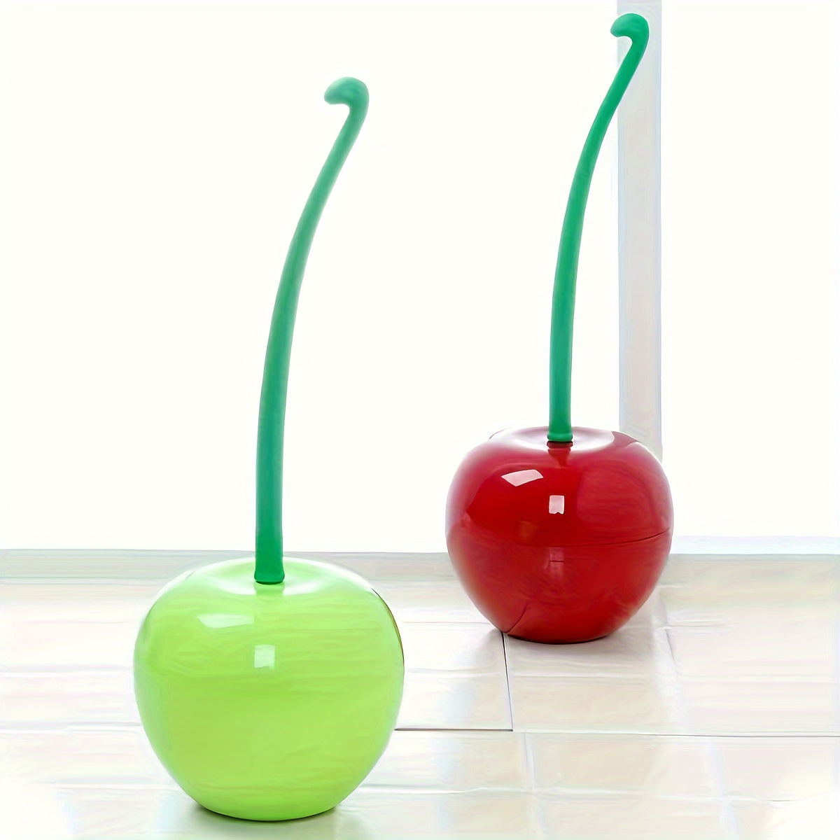 Cherry-Shaped Toilet Brush with Long Handle and Soft Bristles for Bathroom Cleaning