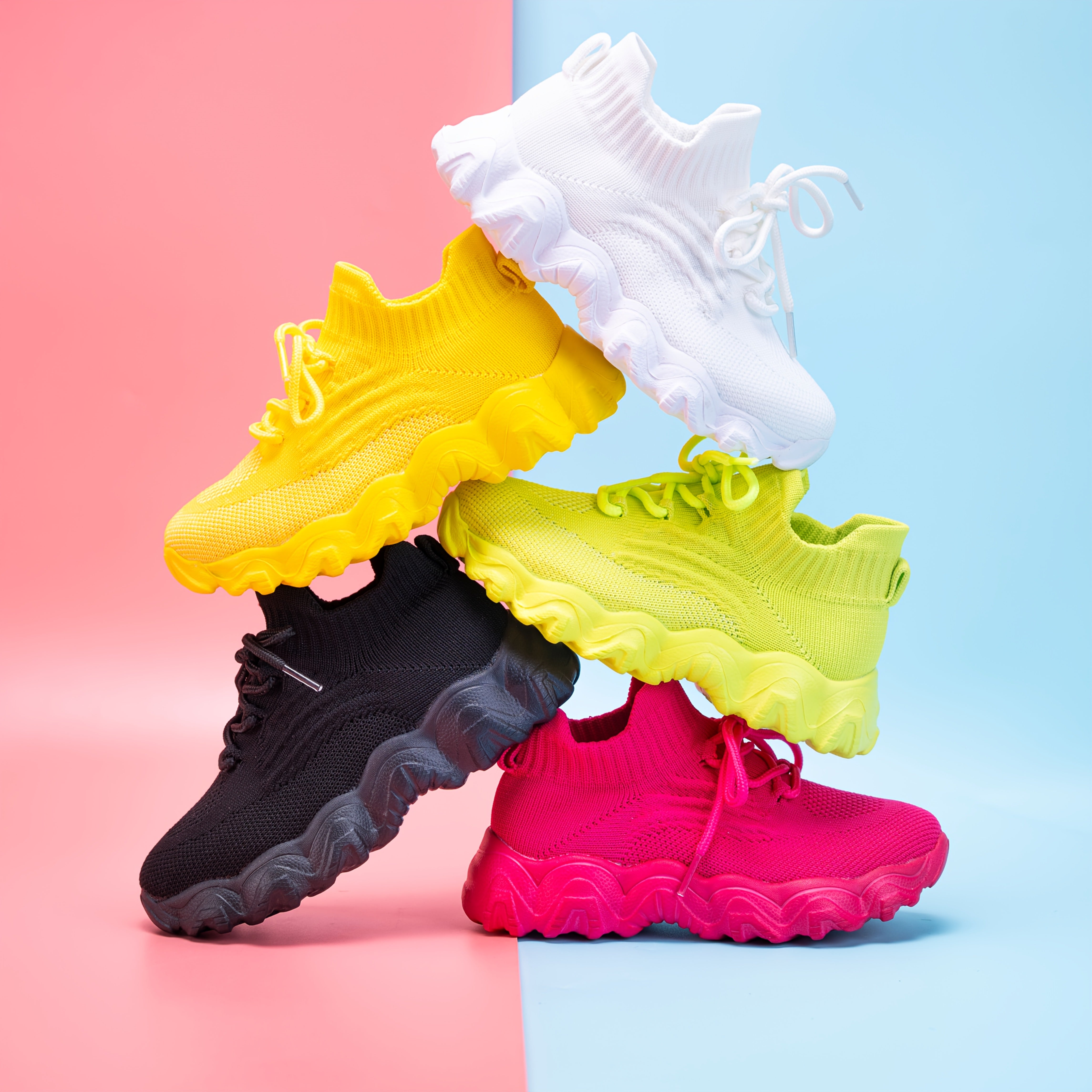 Дышащие трикотажные сетчатые кроссовки для девочек, легкие, противоскользящие, EVA, повседневная обувь