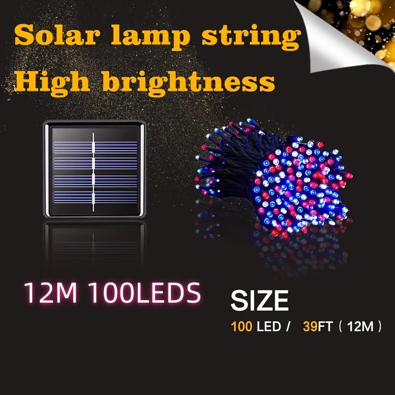 12m Solar String Lights 100 LEDs Multi Blink for Christmas Space Decor