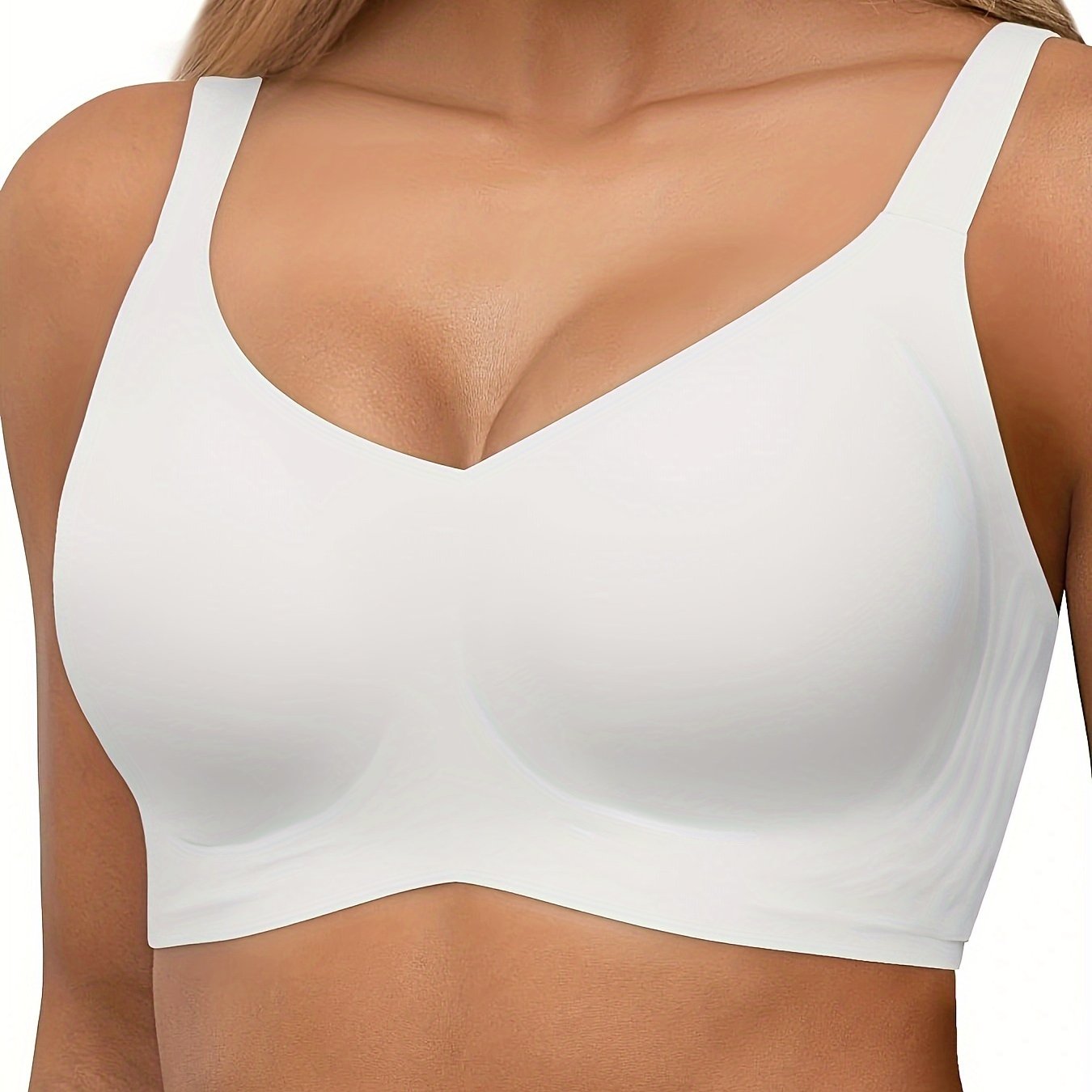 Plus Size Seamless Wireless Full Coverage Bra for Women in Solid Polyamide