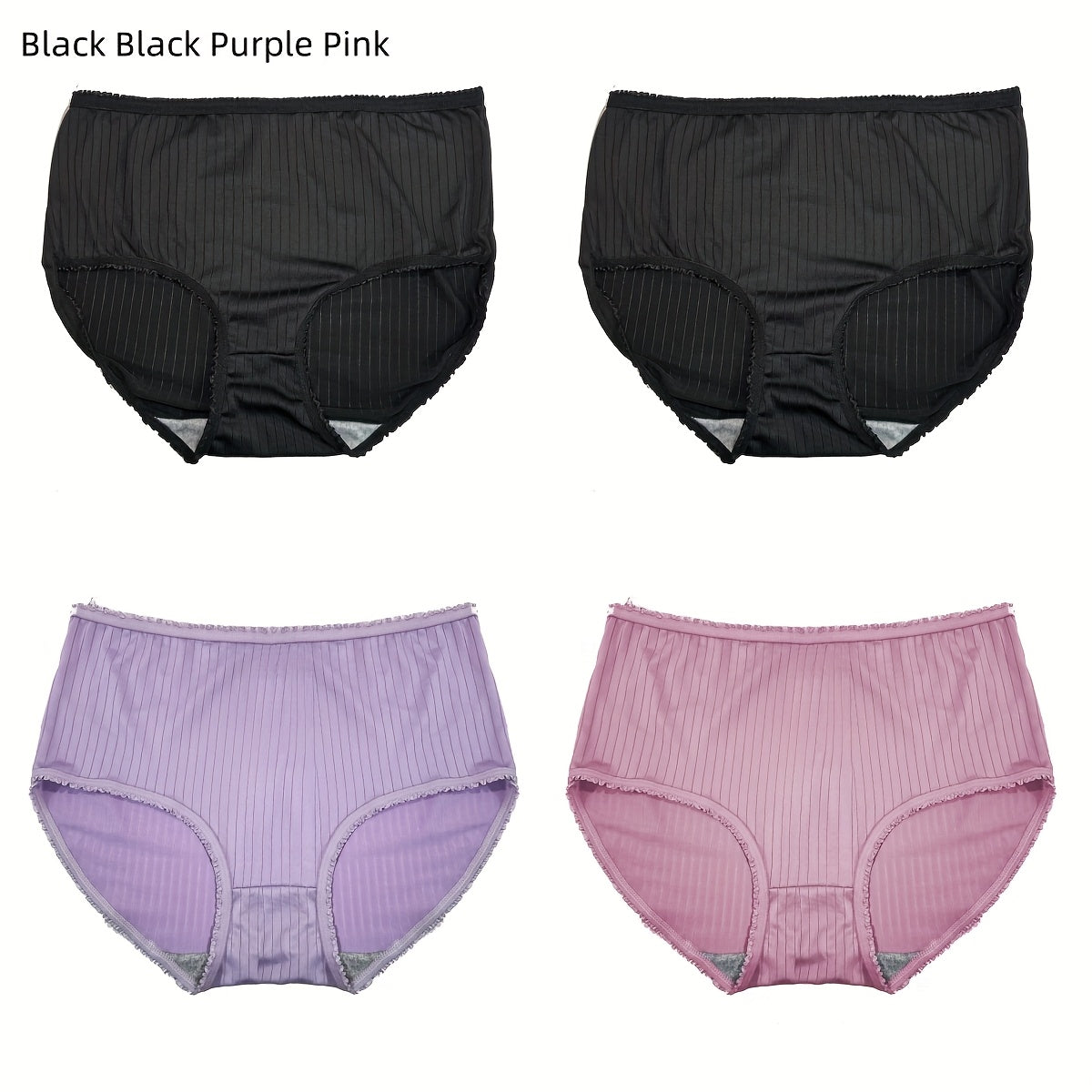Set of 4 Women's High Waist Breathable Cotton-Polyester Underwear