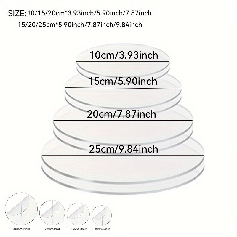Acrylic Cake Boards Set of 3 Round Discs for Baking and Decorating