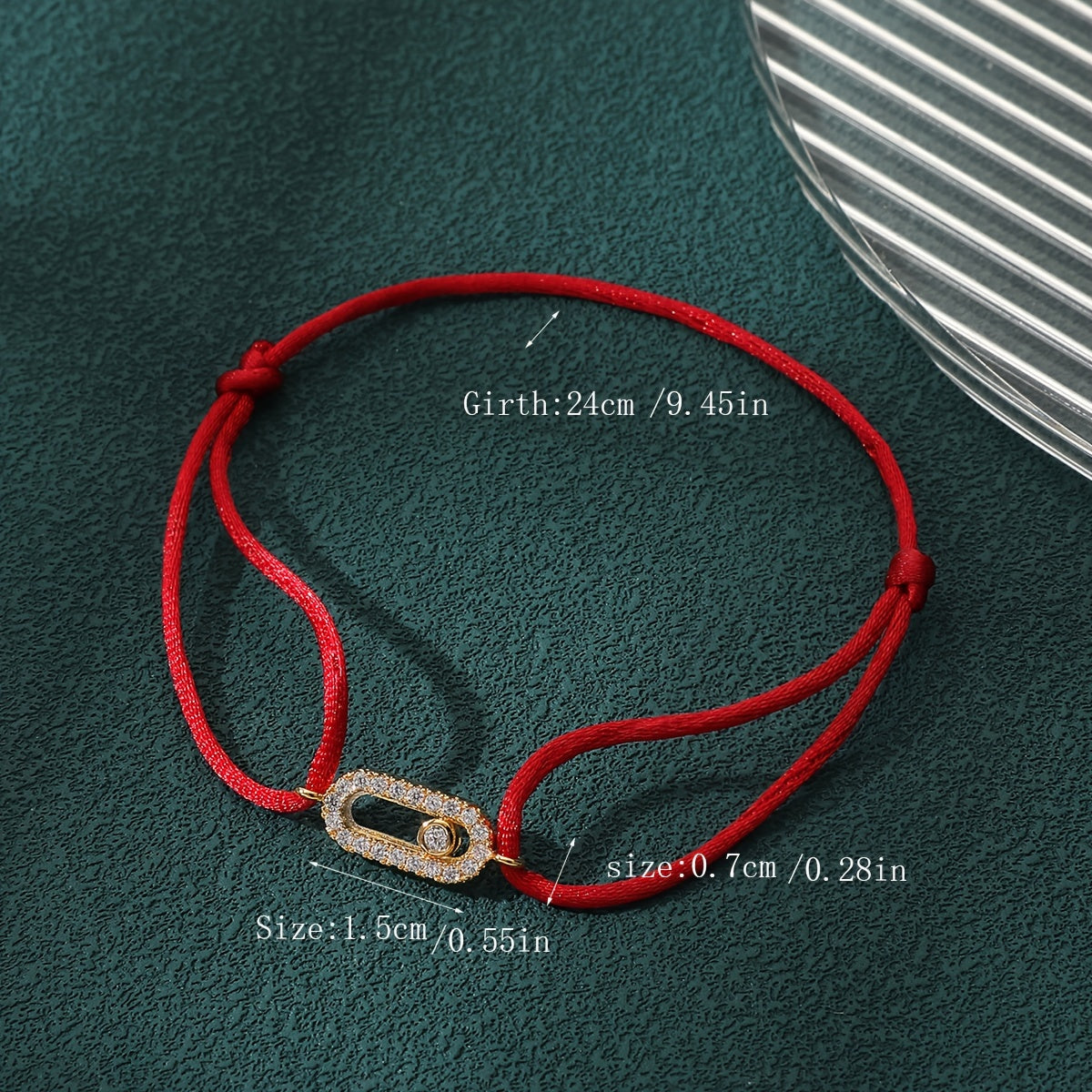 Women's Geometric Adjustable Bracelet with Zirconia and Vibrant Rope