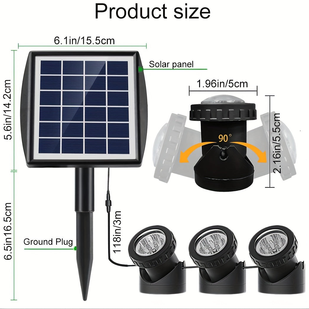 3-to'plamli quyosh energiyali RGB LED ko'l chiroqlari bog' bog'boncha fontan havza bezaklari sozlanadigan suv osti spotlari