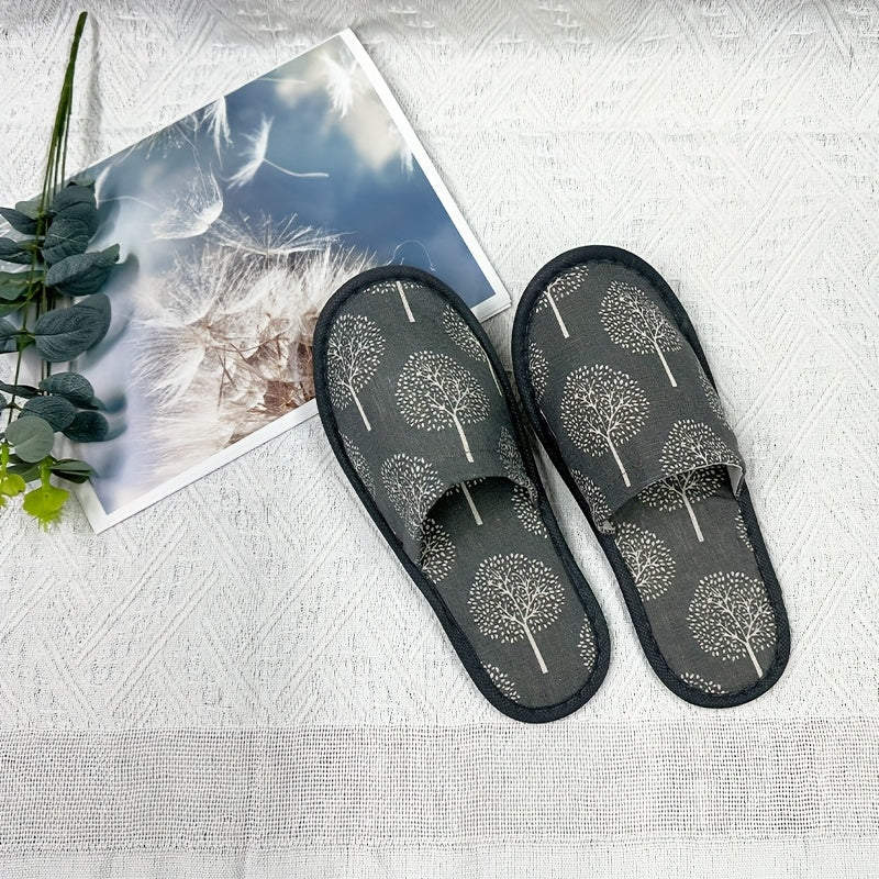 8 Pairs Women's Linen Home Slippers Gray White EVA Soles All Seasons