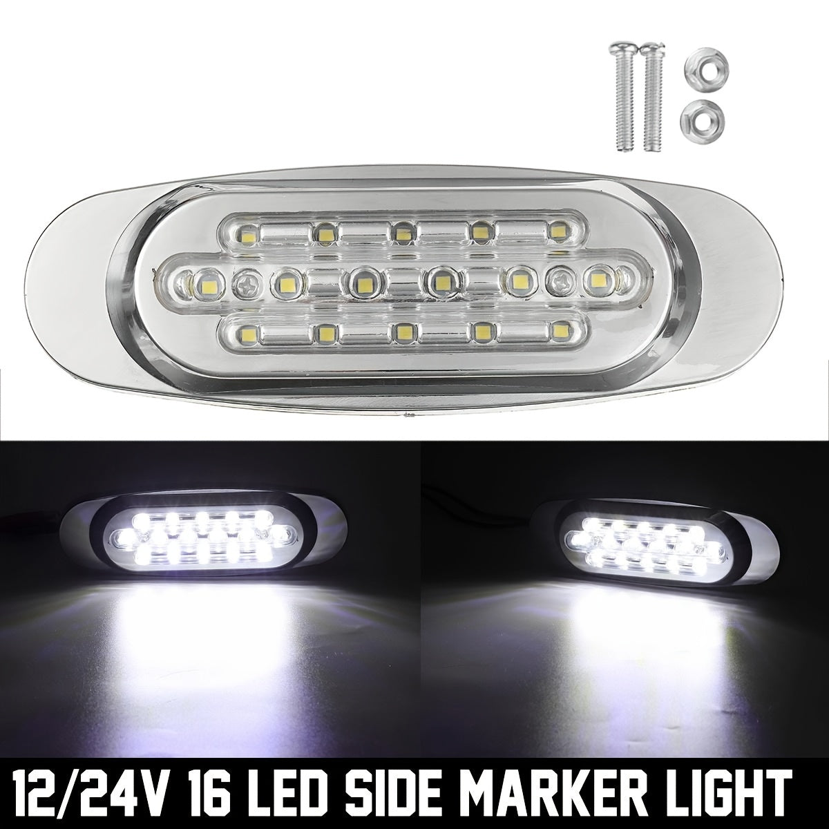 2-Pack Led Car Side Marker Lights 16LED 12-24V Universal Truck Trailer Rear