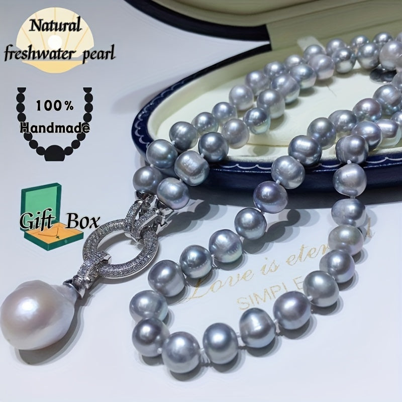 Freshwater Pearl Necklace with Baroque Pendant for Women Casual Formal
