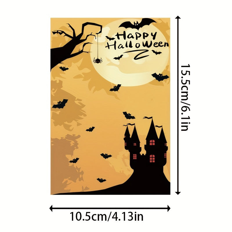 Halloween Party Invitations for Kids with Haunted House and Bat Designs