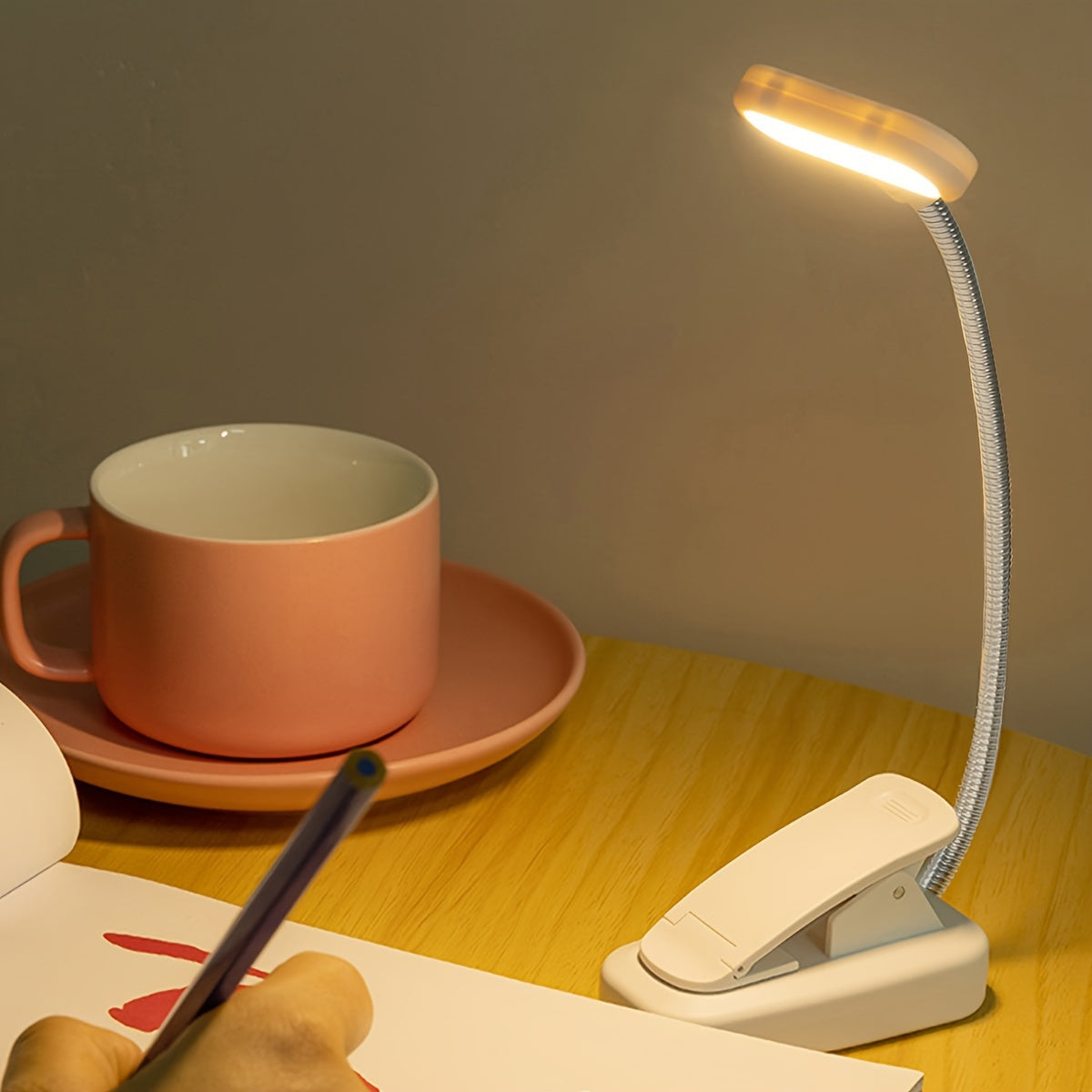 Portable Space-Themed Book Light with Adjustable Arm and Uplight for Bedside