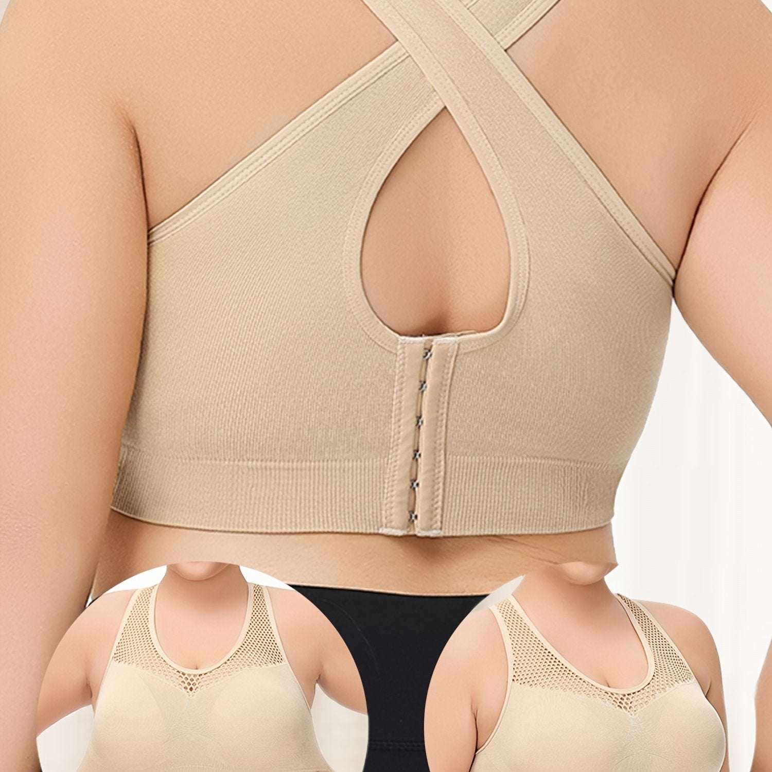 Plus Size Seamless Breathable Sports Bra Wire-Free Yoga Bra with Removable Pads