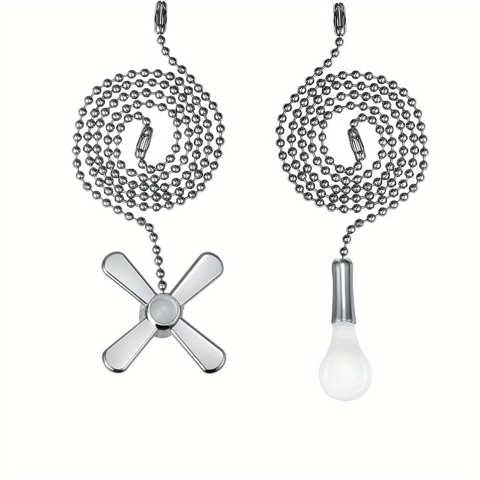 Extra Long Ceiling Fan Pull Chain with Frosted Glass Bulb and Metallic Finish for Standard 3mm Fans