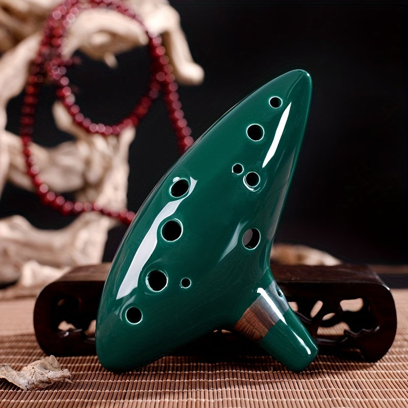 Голубая керамическая окарина с 12 отверстиями, футляром и аксессуарами