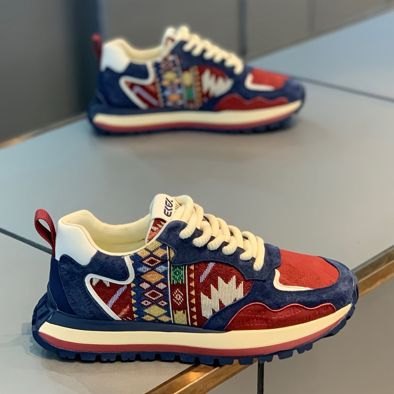 Vibrant Embroidered Sneakers for Men and Women Breathable Fabric Upper Rubber Sole All-Season Casual Sports Shoes