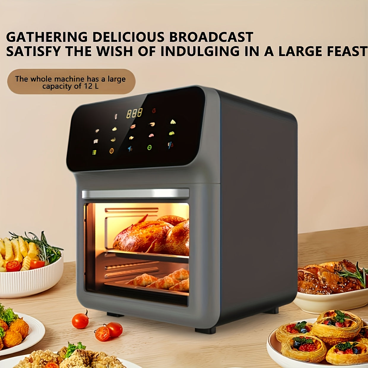 Havo Fryeri 12L sig‘imi 1350W issiq havo aylanishi Yevropa ro‘zg‘ori Ko‘p funksiyali