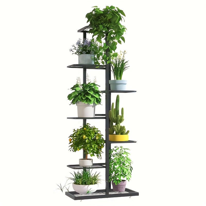 Metal Plant Stand with Multiple Tiers Indoor Outdoor Foldable Iron Display Rack for Balconies and Living Rooms