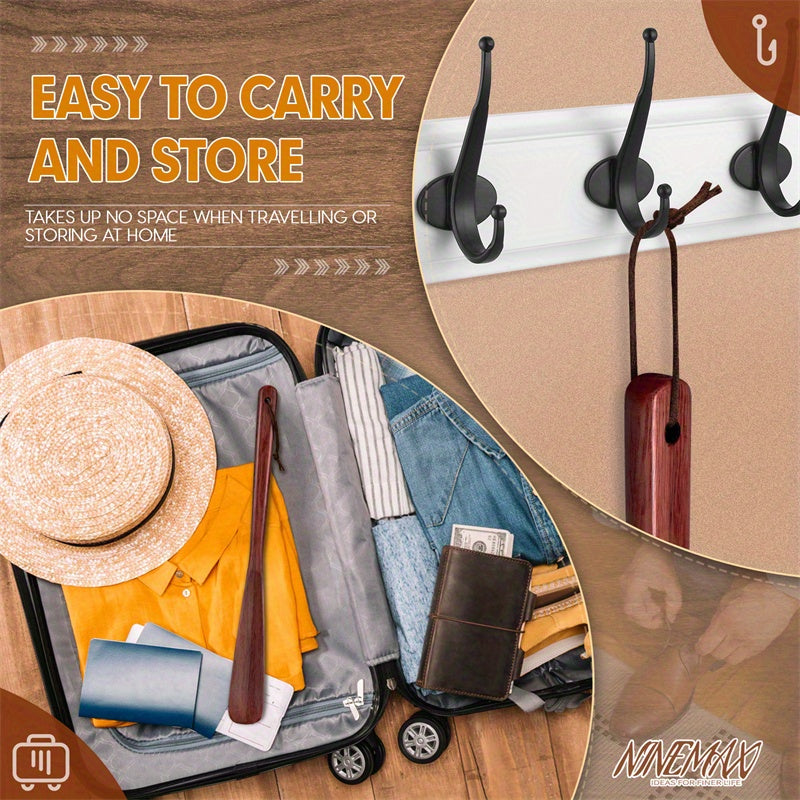 Long Handle Shoe Horn 40cm Ironwood Non-Slip Grip Senior Footwear Aid