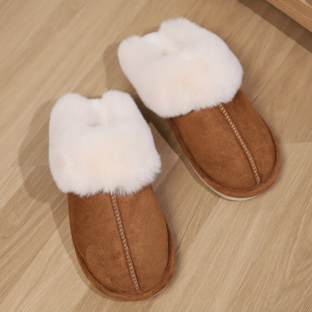 Unisex Faux Fur-Lined Slip-On Slippers Warm Indoor Outdoor Shoes