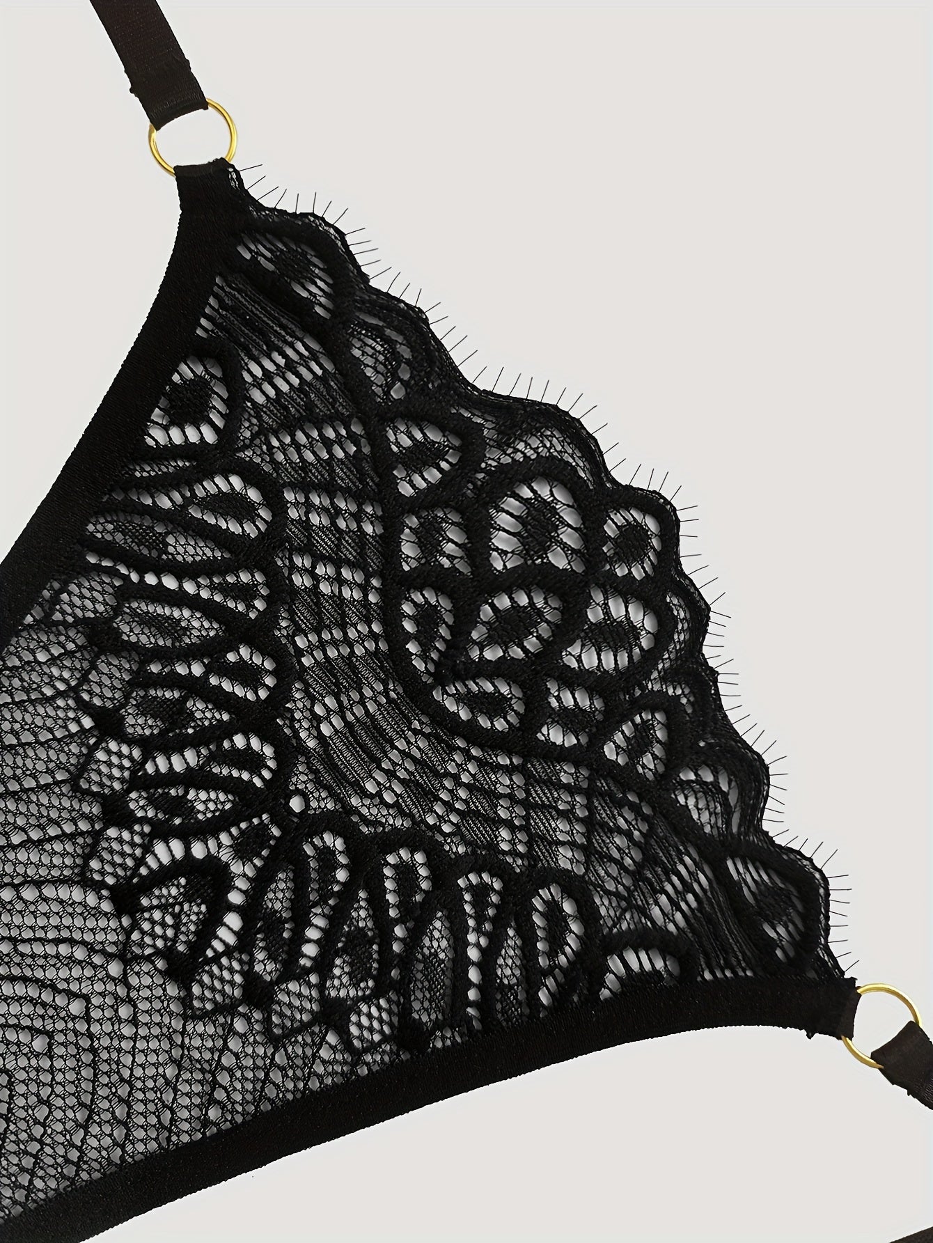 Women's Low-Rise Lace Thongs with Semi-Sheer Fabric and Chain Link Design