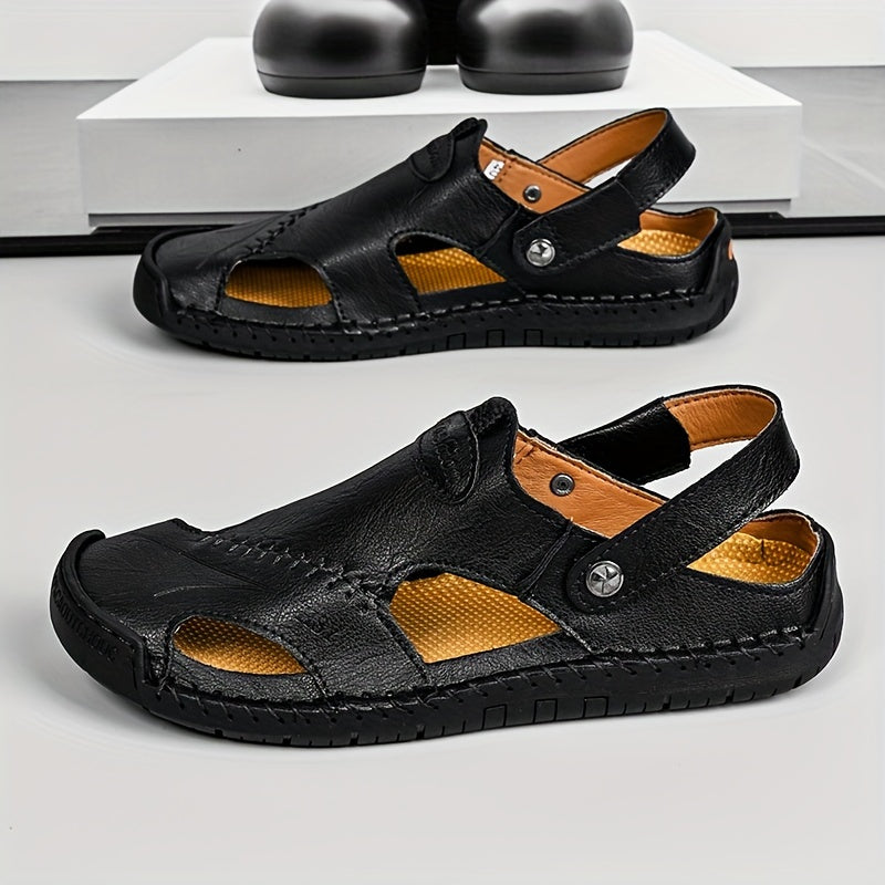 Vintage erkaklar sport sandallari, nafas oladigan slip-on dizayni, mikrofiber sintetik yuqori qismi, sun'iy astar va barcha mavsumlarda sayr qilish va kundalik kiyim uchun mos kauchuk taglik.