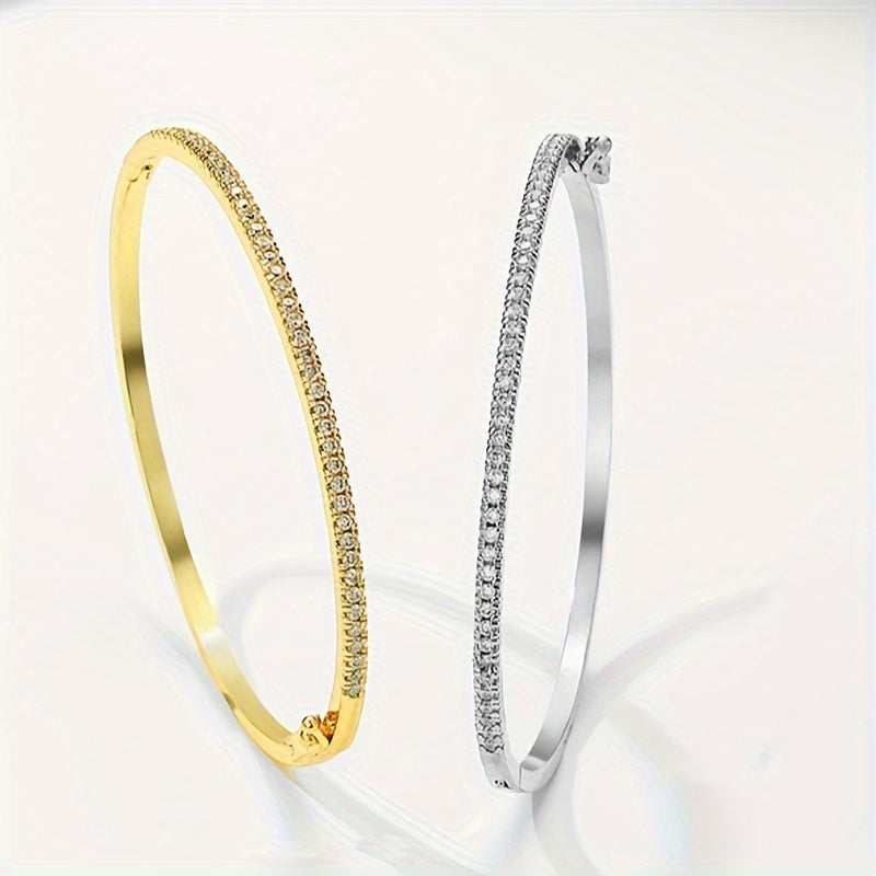 Copper Bangle Bracelet for Women with Cubic Zirconia Stylish Jewelry for Daily Wear