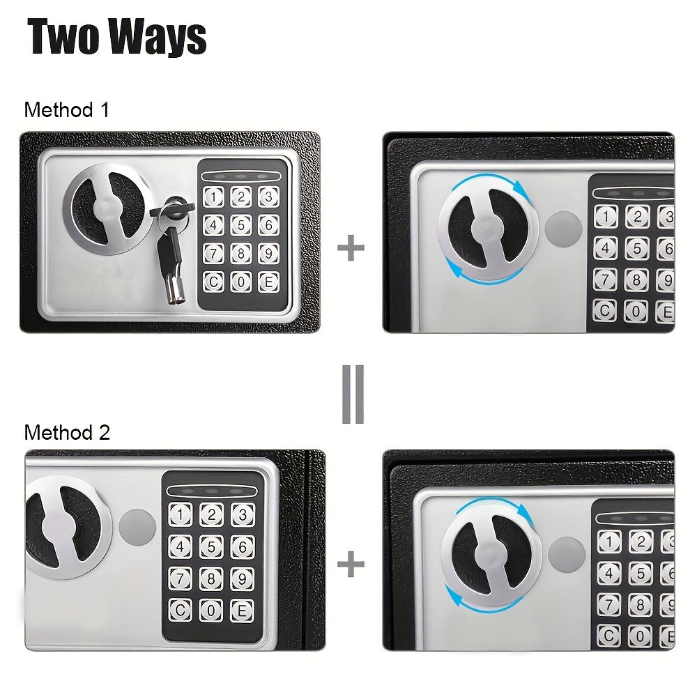 Digital Safe with Password Lock Steel Compact Storage for Home Office Cash Jewelry