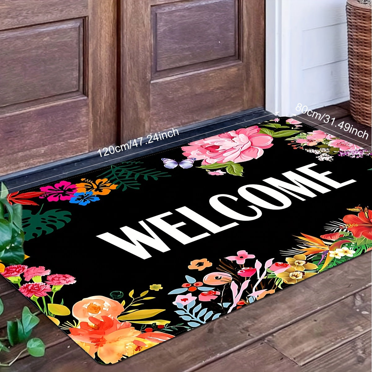 Цветочный коврик для прихожей - современный, низкопрофильный, забавный коврик, нескользящий коврик для использования в помещении и на улице - идеально подходит для кухни фермерского дома, патио, входа в ванную комнату