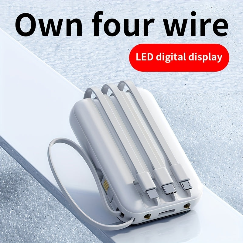 10000mAh quvvatga ega portativ quvvat banki, LED displey, USB Type-C zaryadlovchi, chiroq, qayta zaryadlanadigan litiy polymer batareya va iPhone/Android qurilmalari uchun favqulodda zaxira.