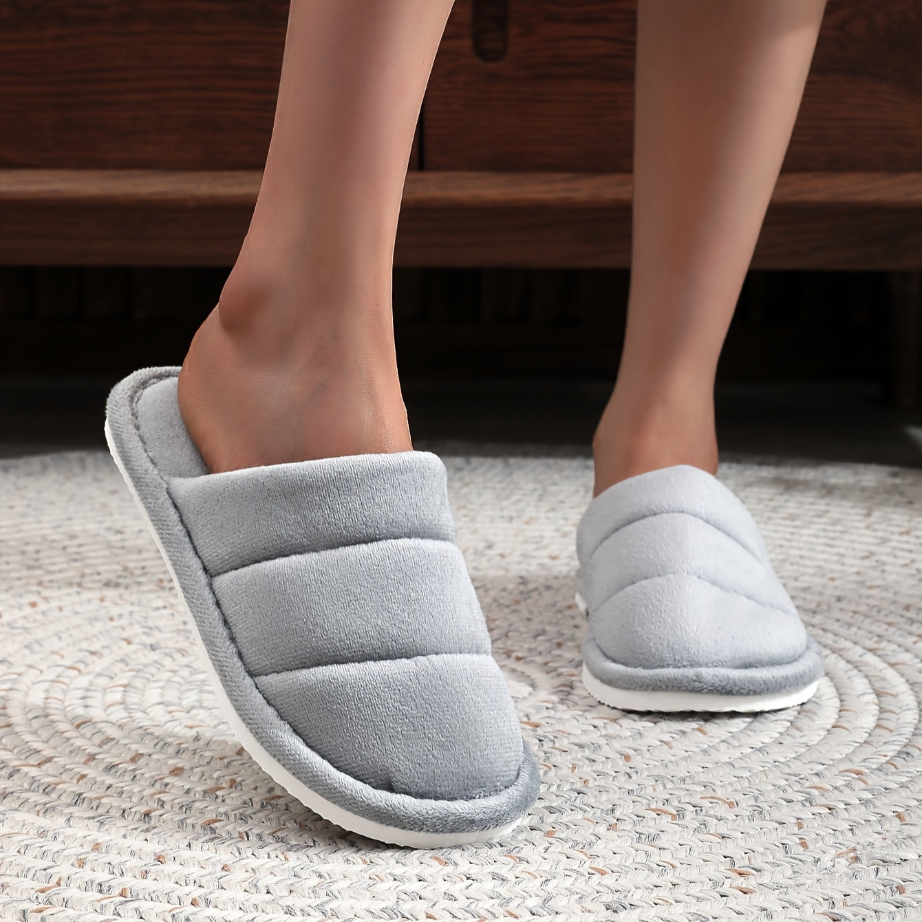 Унисекс плюшевые тапочки для пар, нескользящая толстая подошва, домашние обувь