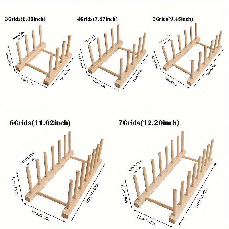 Wooden Kitchen Plate Rack Organizer for Dishes Bowls Cups and Lids