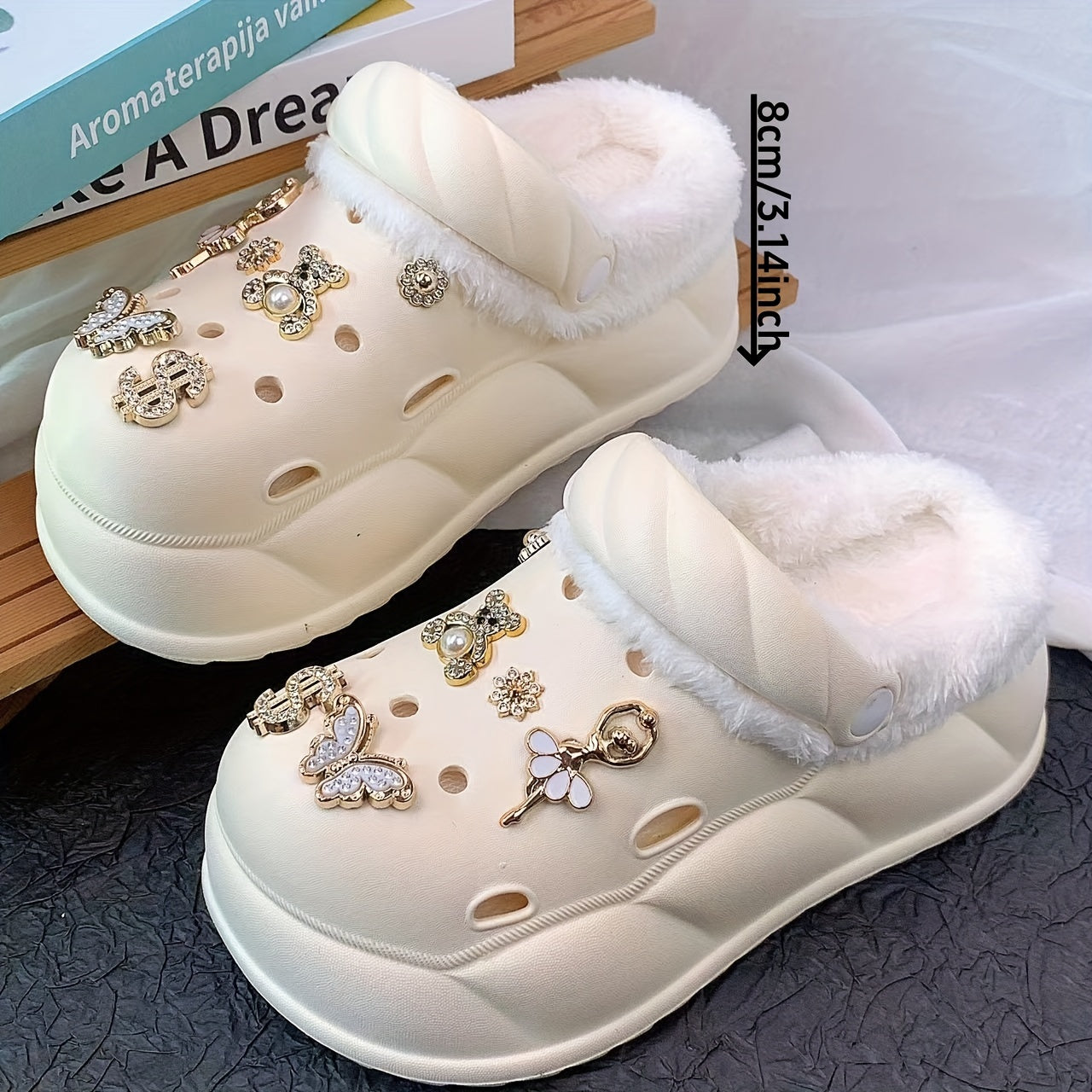 Women's EVA Clog Shoes Casual Solid Color Rhinestone Winter Slip-On