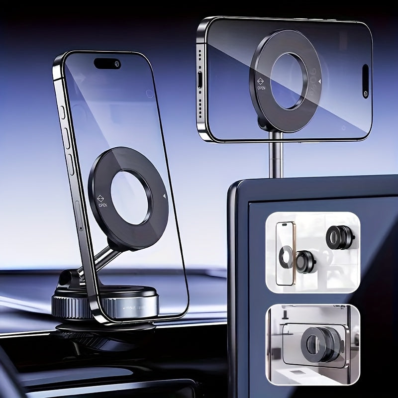 Universal Magnetic Phone Holder 360° Rotating Foldable ABS Black for Car Shower Gym