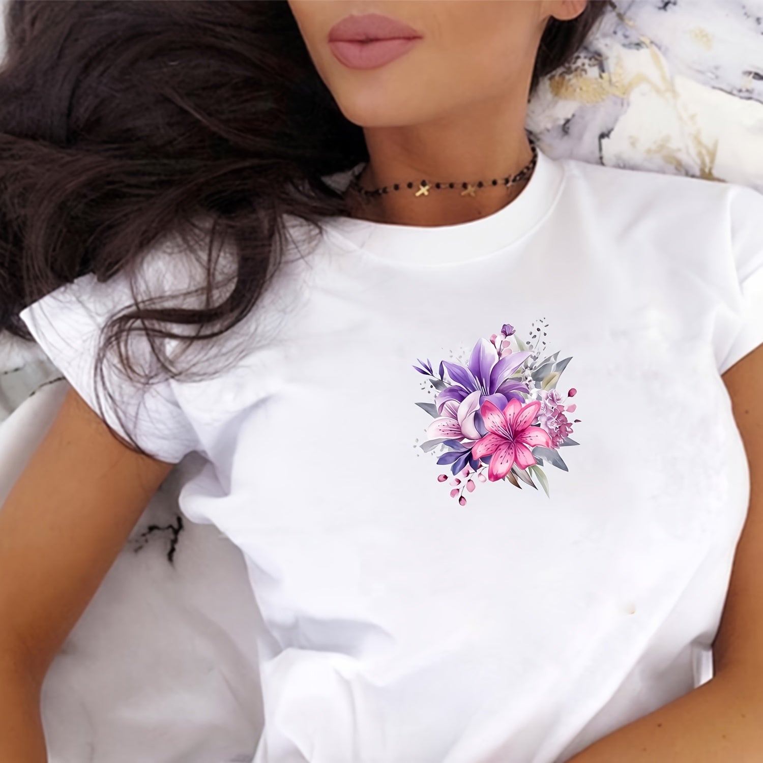 12-Piece Purple Flower and Butterfly Iron-On Transfer Stickers for Clothing and Accessories