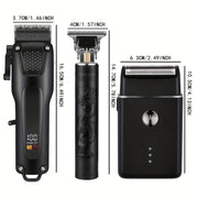 Men's Hair Clipper Set with Digital Display USB Charging ABS Body Professional Haircutting Kit Gift