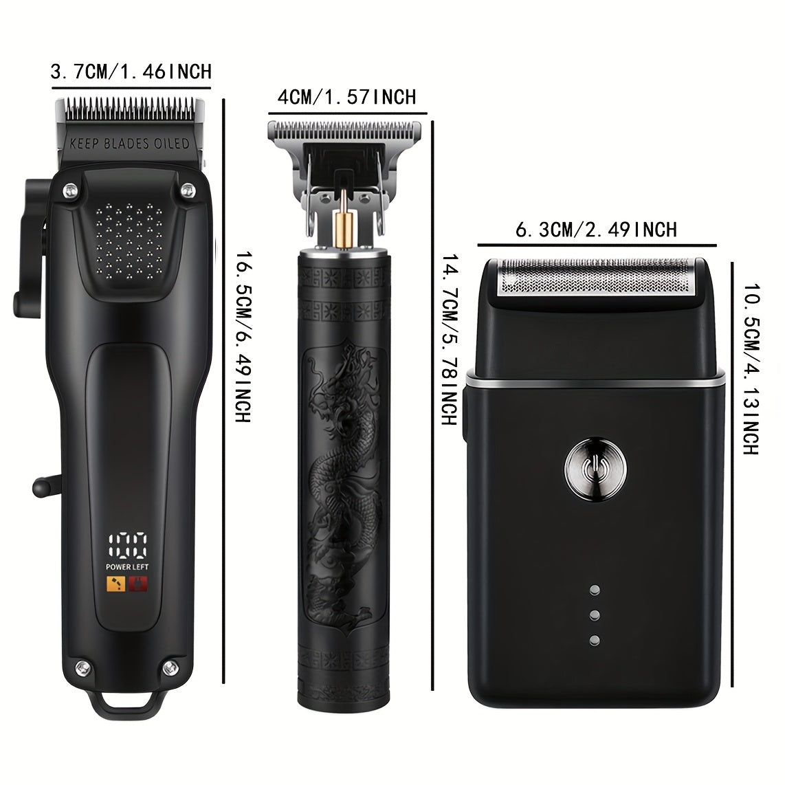 Men's Hair Clipper Set with Digital Display USB Charging ABS Body Professional Haircutting Kit Gift