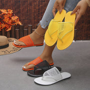 Women Summer Flat Sandals Open Toe Fabric Slip-On Casual Vacation Footwear