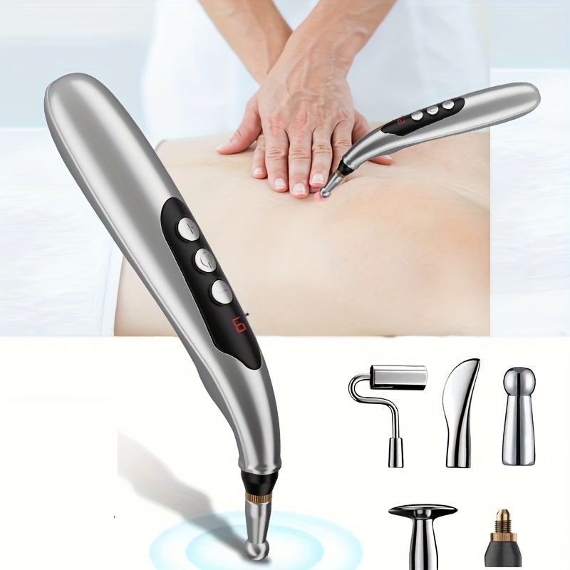 Bolígrafo de masaje eléctrico con 9 configuraciones, pantalla digital, recargable para espalda, cintura y piernas