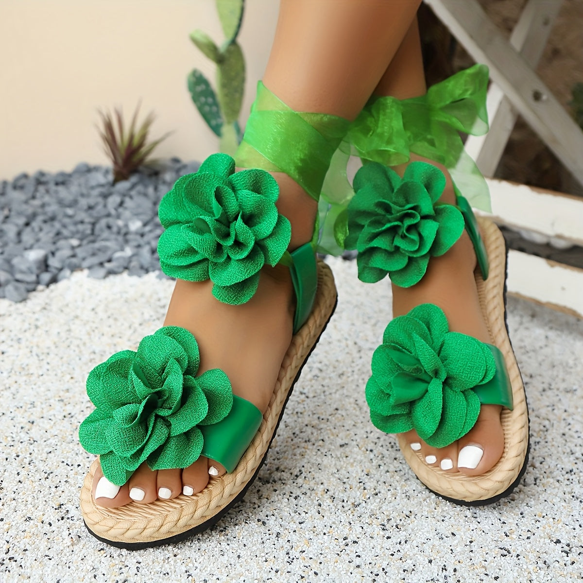 Women's Summer Floral Sandals EVA Flat Heel Indoor Outdoor Footwear