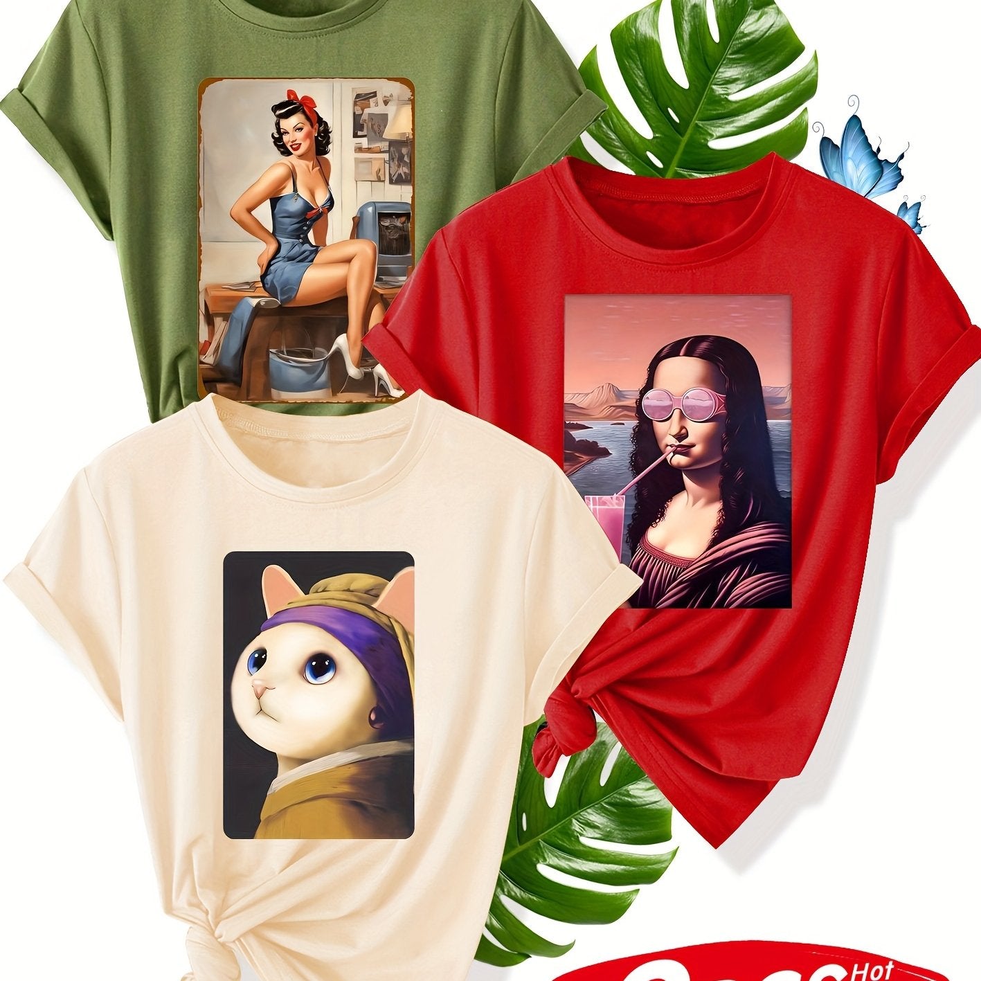 Women's Casual Tshirt Set Shortsleeve Vintage Style Summer Sporty Lightweight