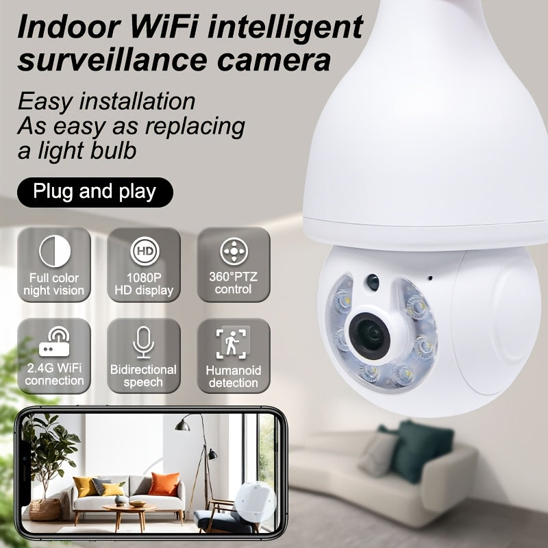 2MP WiFi Indoor Security Camera with PTZ 360° View Motion Detection and Two-Way Audio