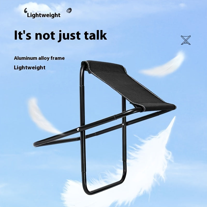 Durable Metal Portable Folding Stool for Camping, Fishing, Travel, Black