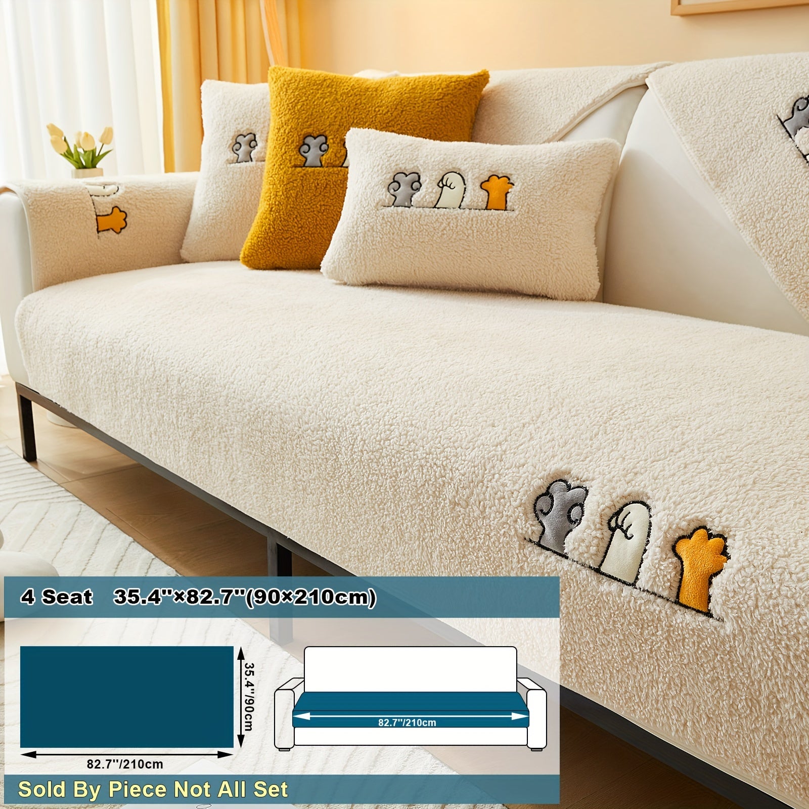 Плюшевый чехол на диван Sherpa, противоскользящий, защитный чехол для мебели для домашних животных для гостиной