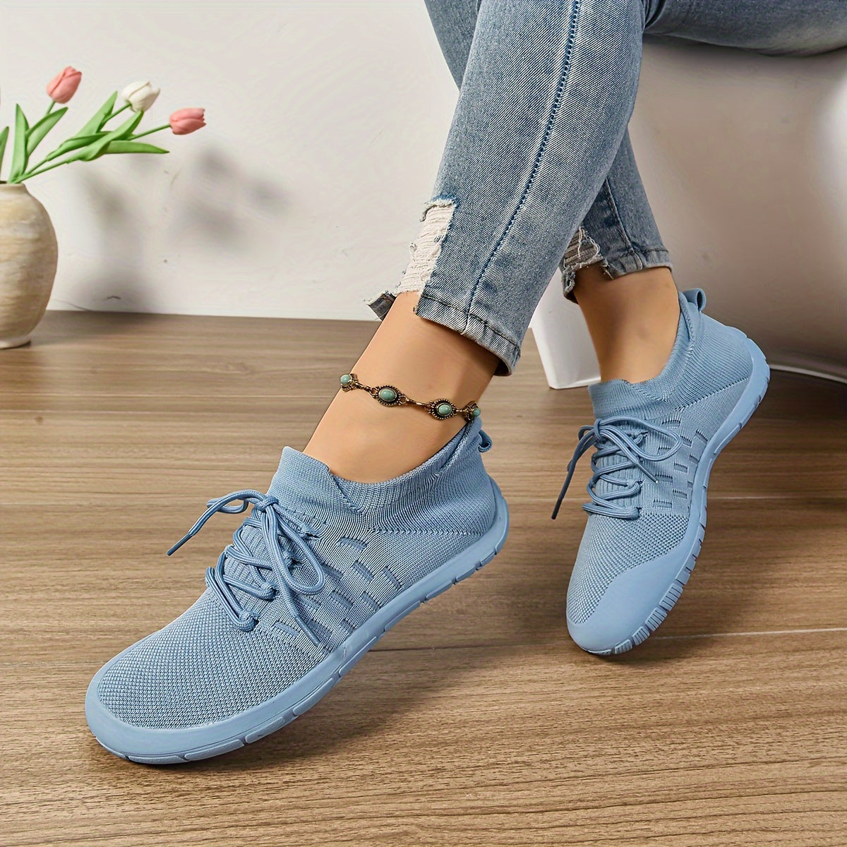 Zapatillas casuales para mujer con caja de dedos ancha, zapatos antideslizantes para caminar